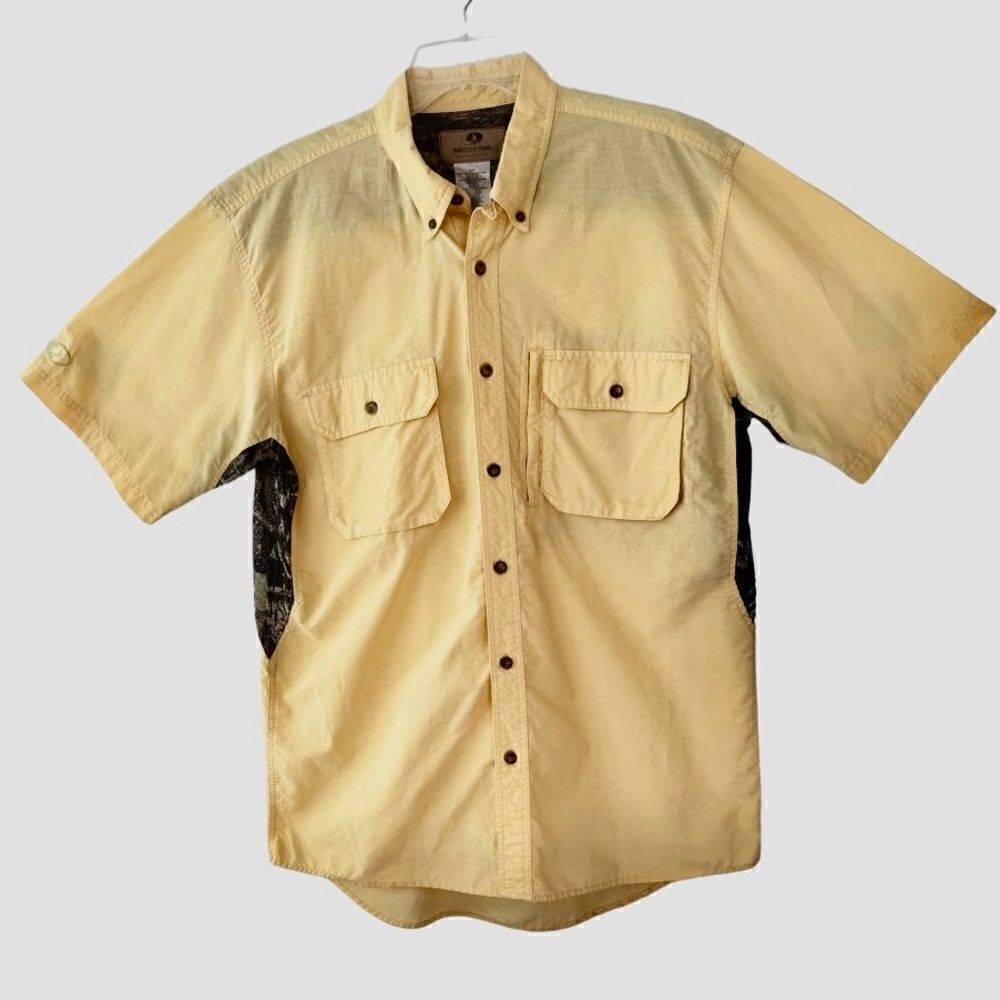 Mossy Oak Men’s Shirt Yellow Camo Mesh Side SZ L